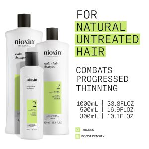Nioxin System 2 Scalp + Hair Thickening Shampoo for Natural Hair with Progressed Thinning